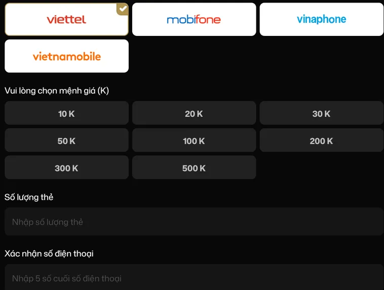 Rút tiền vaobet bằng thẻ cào tiền về chỉ sau 5 phút .